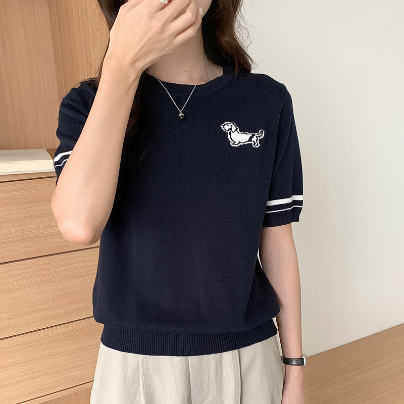 T-shirt d'été pour femmes, 100% coton, manches courtes, col rond, vêtements décontractés, pull basique, haut féminin