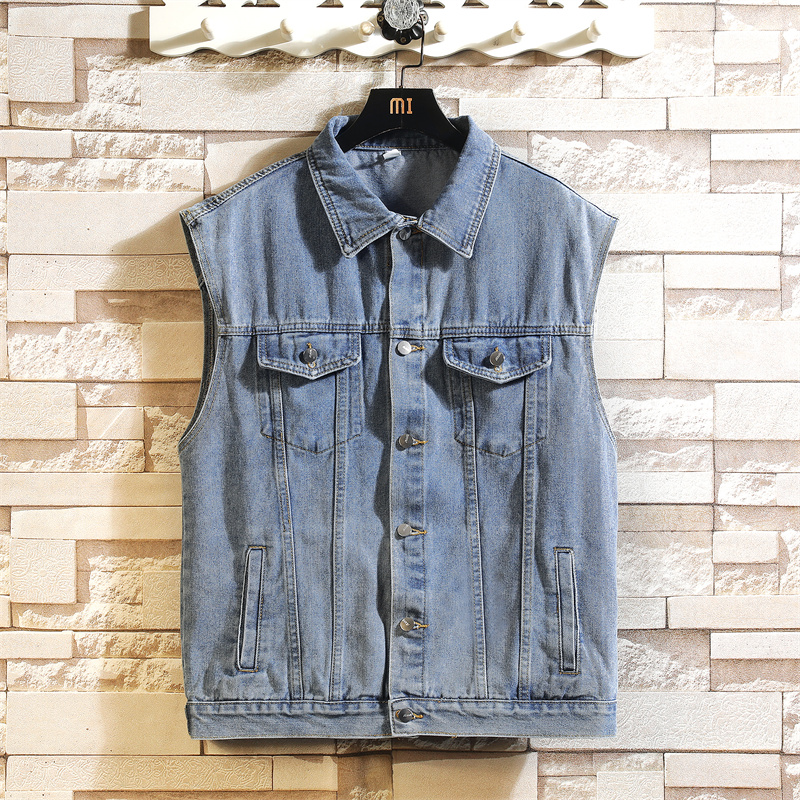 Nouveau Denim gilet hommes sans manches Denim veste gilet décontracté hommes couleur unie Jean manteau mâle Streetwear hommes vêtements 2025