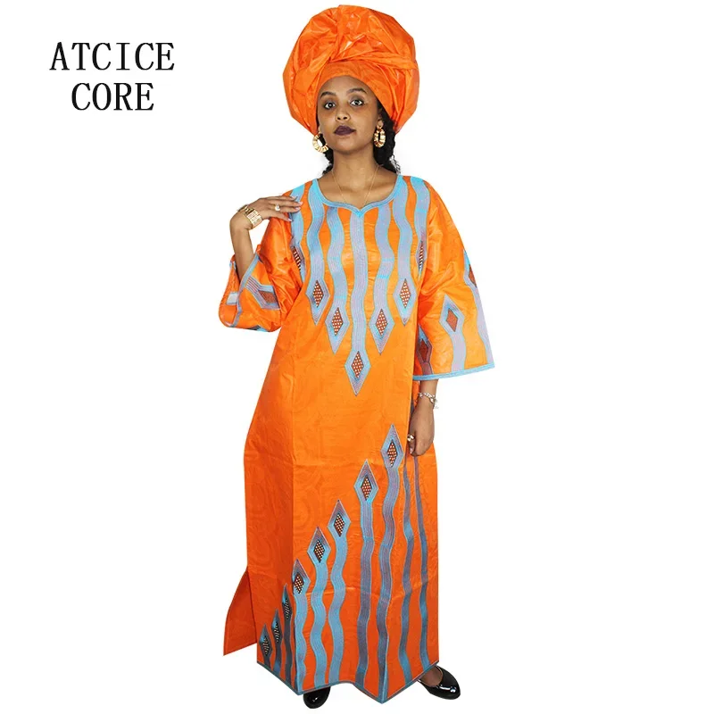 Robe africaine brodée pour femmes, design bazin riche