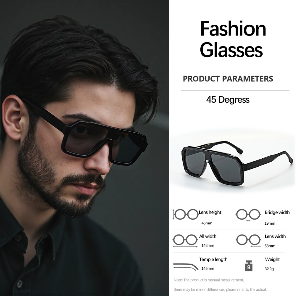 Lunettes de soleil Vintage pour hommes, monture géométrique épaisse, luxueuses, pour affaires, loisirs, double usage, tempérament d'élite urbaine, nouveauté 2025