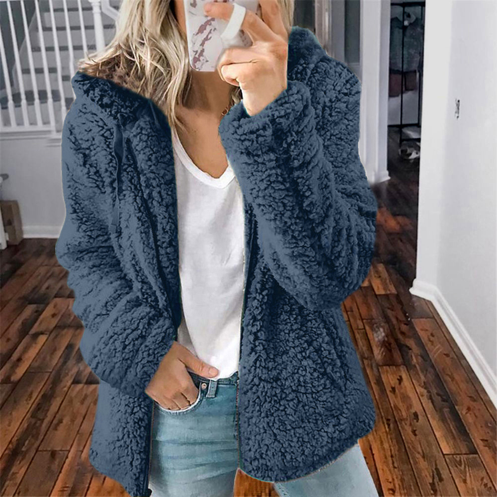 Manteau en laine à capuche en fausse peau de mouton pour femme, vêtement d'extérieur chaud doublé en polaire, nouvelle mode d'hiver