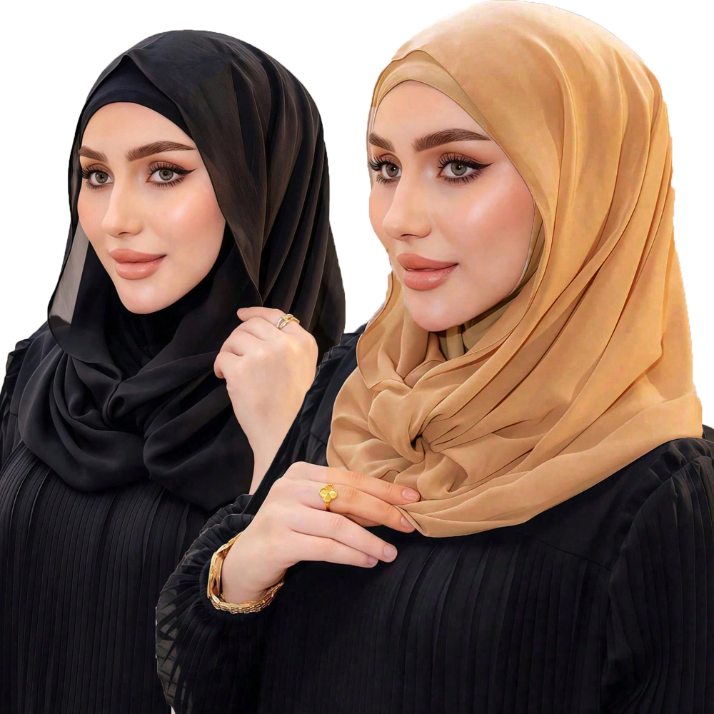 Hijab en mousseline prêt-à-porter, foulard instantané, sous-bonnet musulman, écharpe confortable couvrant le cou, turban léger