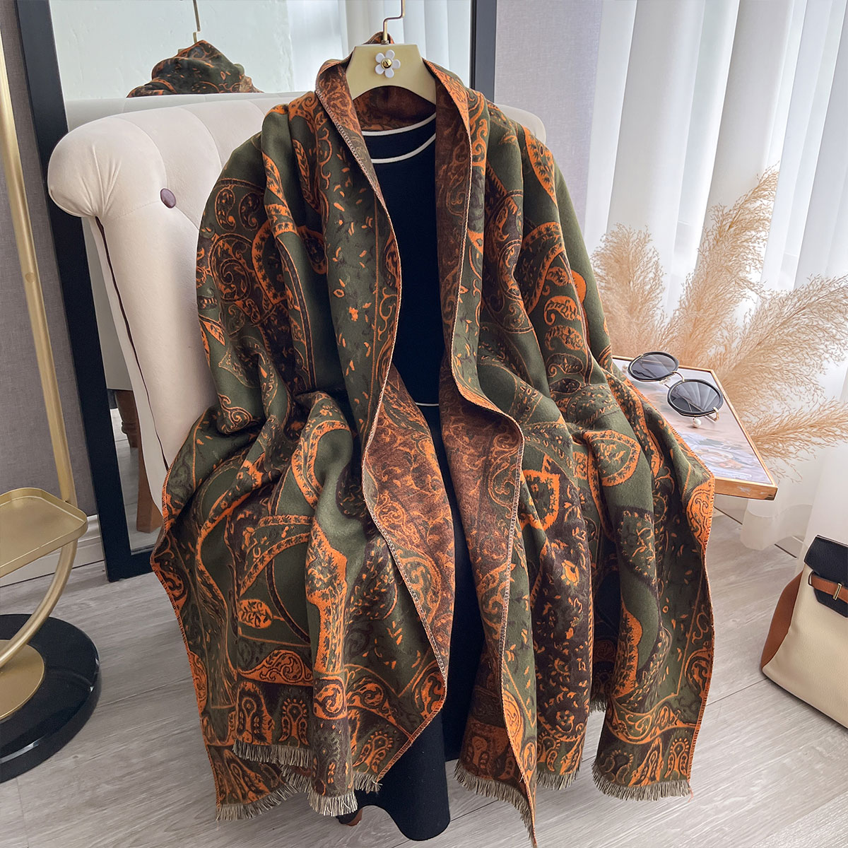 Nouveau luxe hiver Paisley double face cachemire Jacquard foulards de haute qualité femmes épaissir Wrap châle dames laine Pashmina écharpe