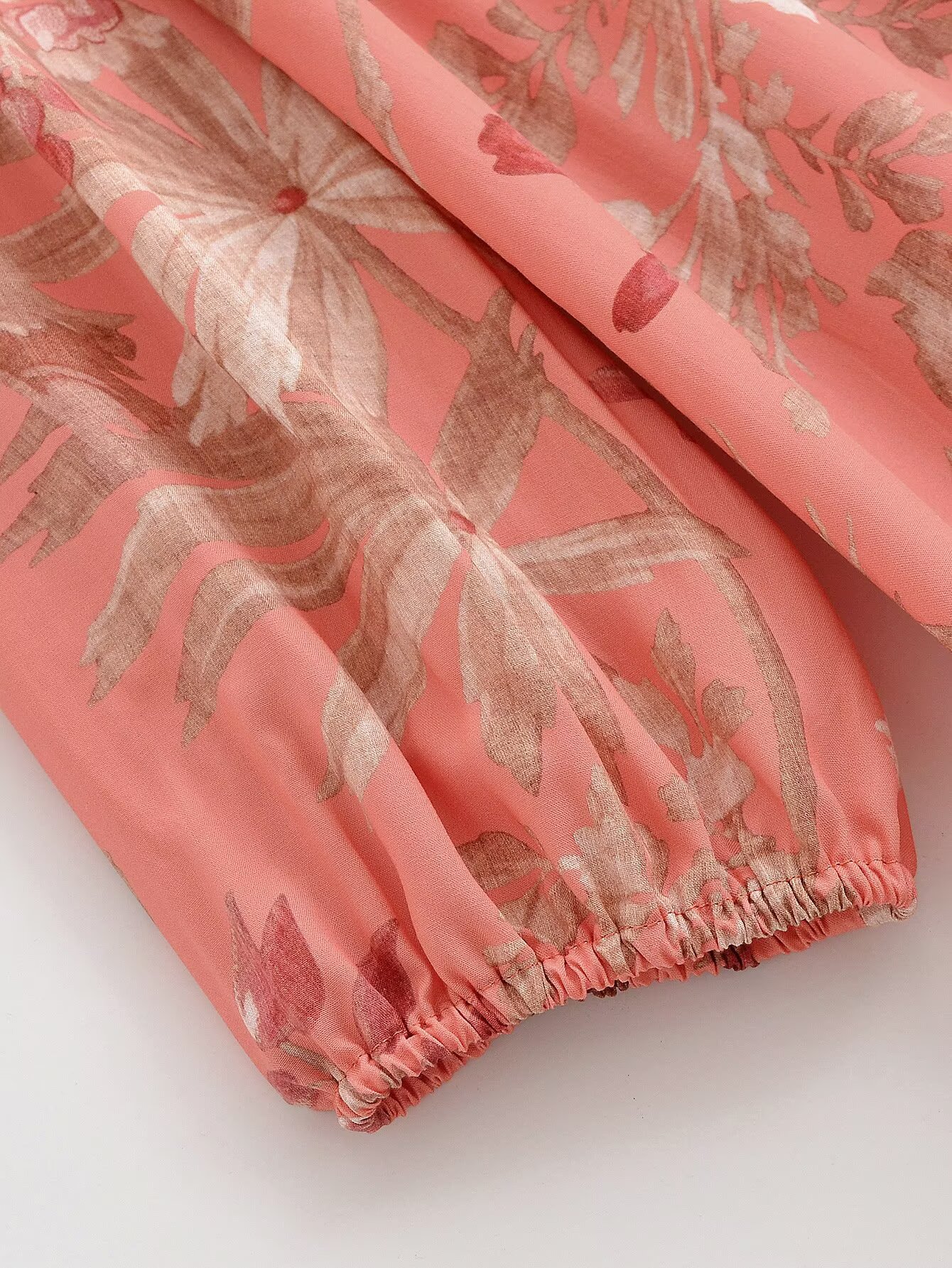 Robe midi droite BOHO pour femme, à motif floral et feuilles, avec col à nouer, en viscose et coton, manches longues, style ethnique, pour les vacances d'été
