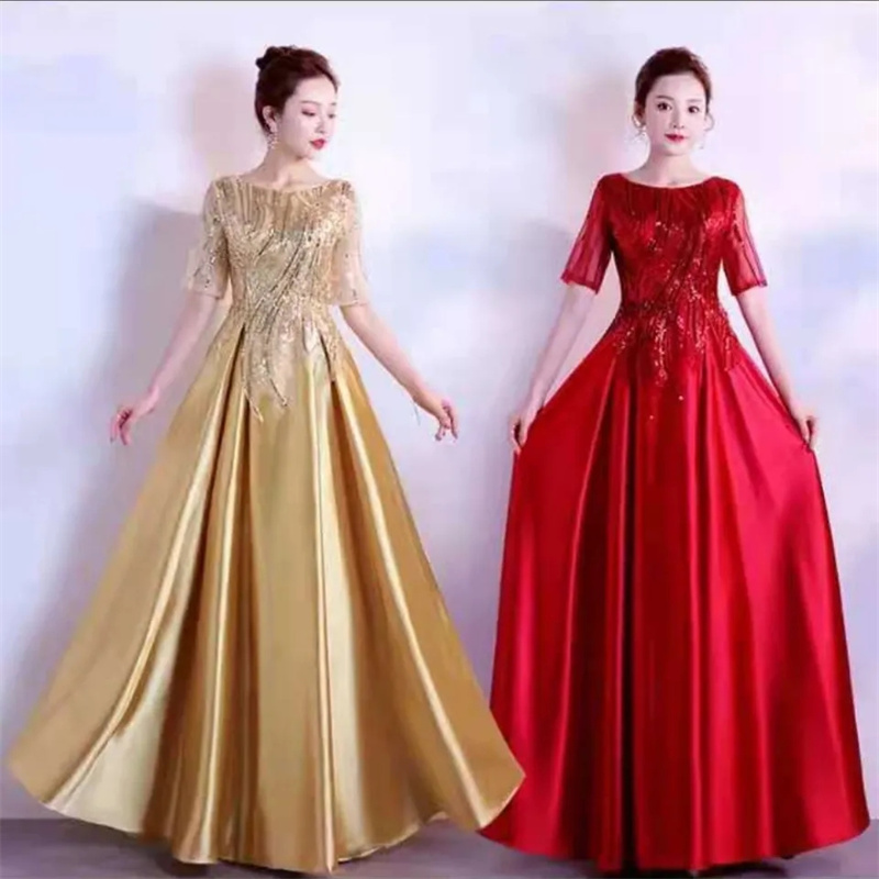 Costume de performance de grande chorale pour adultes, robe longue, robe de soirée mince, tempérament, élégant, à la mode, chœur féminin, banquet, hôte