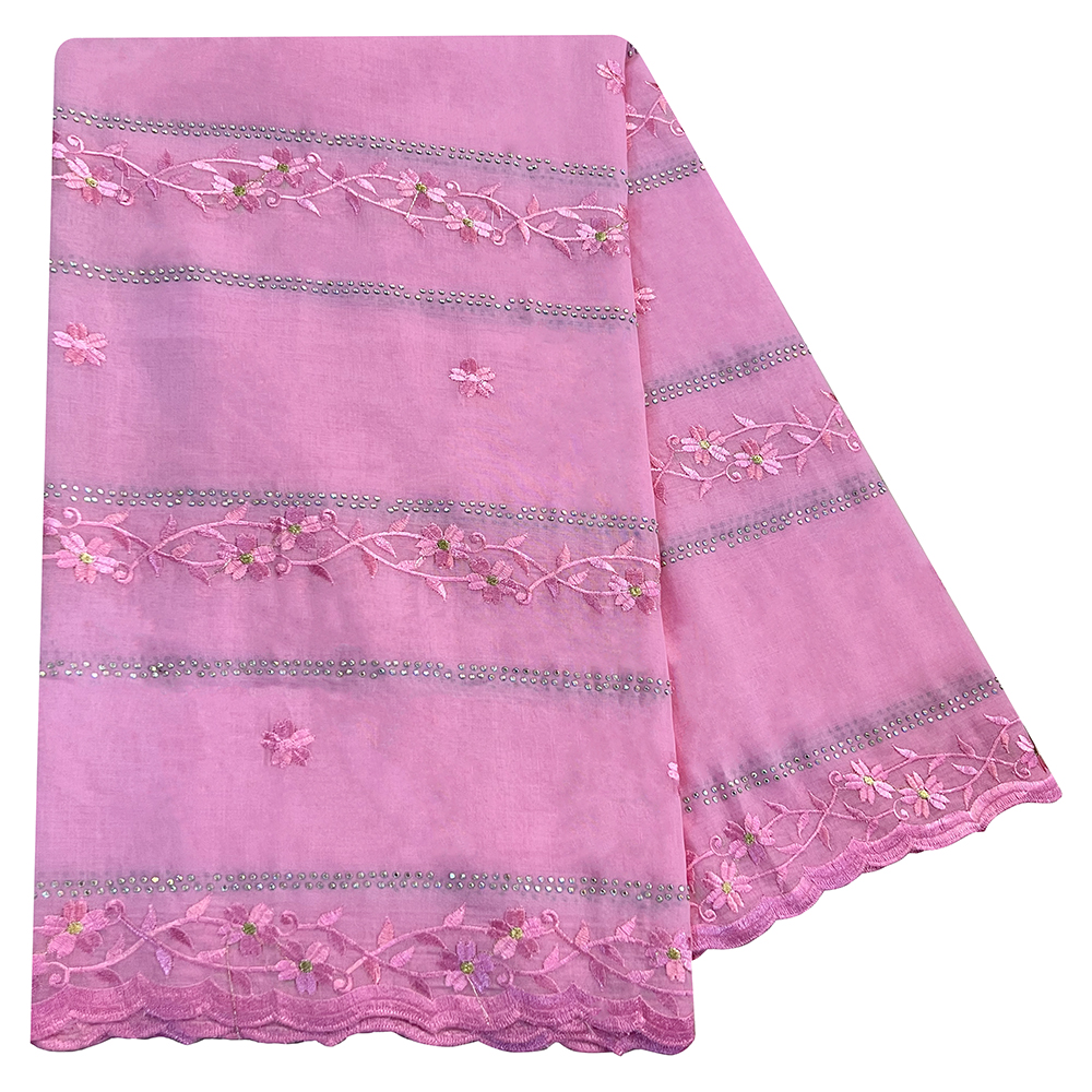 Écharpe brodée de haute qualité en tissu 100% coton et fil de rayonne, style Dubaï, pour femmes africaines, hijab musulman