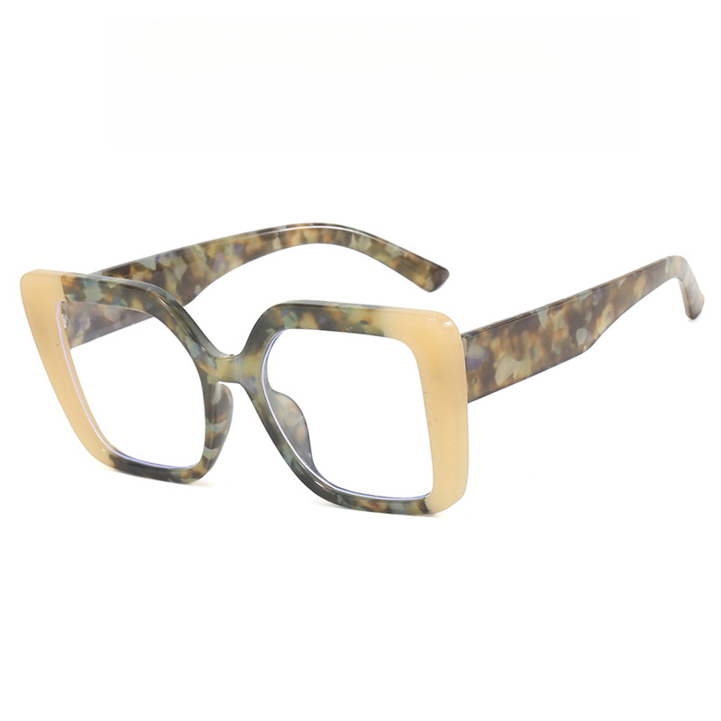 Monture de lunettes carrée de style européen, grande taille, bicolore, pour femmes, adaptée à un usage quotidien comme lunettes anti-lumière bleue.