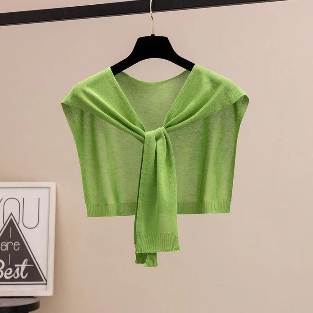 Châle fin en tricot style coréen avec nœud, léger, écharpe climatisante, écharpe d'épaule pour femmes et filles