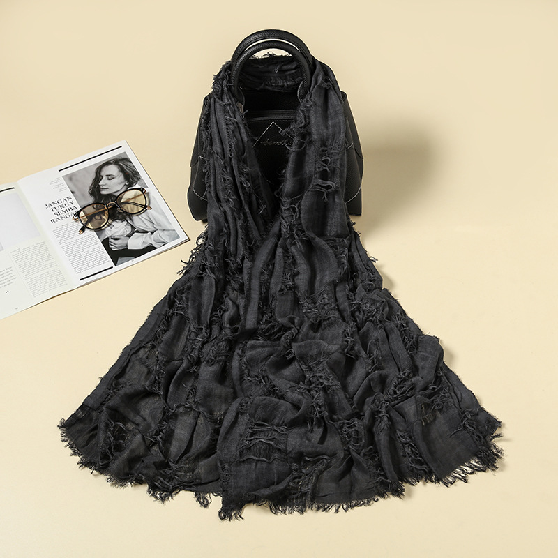 Coton et lin lavé Vintage en détresse Hip Hop Punk écharpe hommes femmes en plein air Techwear décontracté Cosplay châle Y2K Accessoires