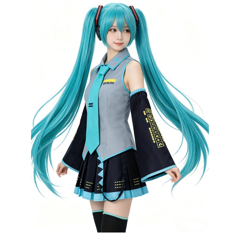 Tenue de performance pour personnage d'anime MIKU, vêtements d'anime, vêtements de cosplay, jupe JK, ensemble complet, accessoires de perruque, costume d'Halloween