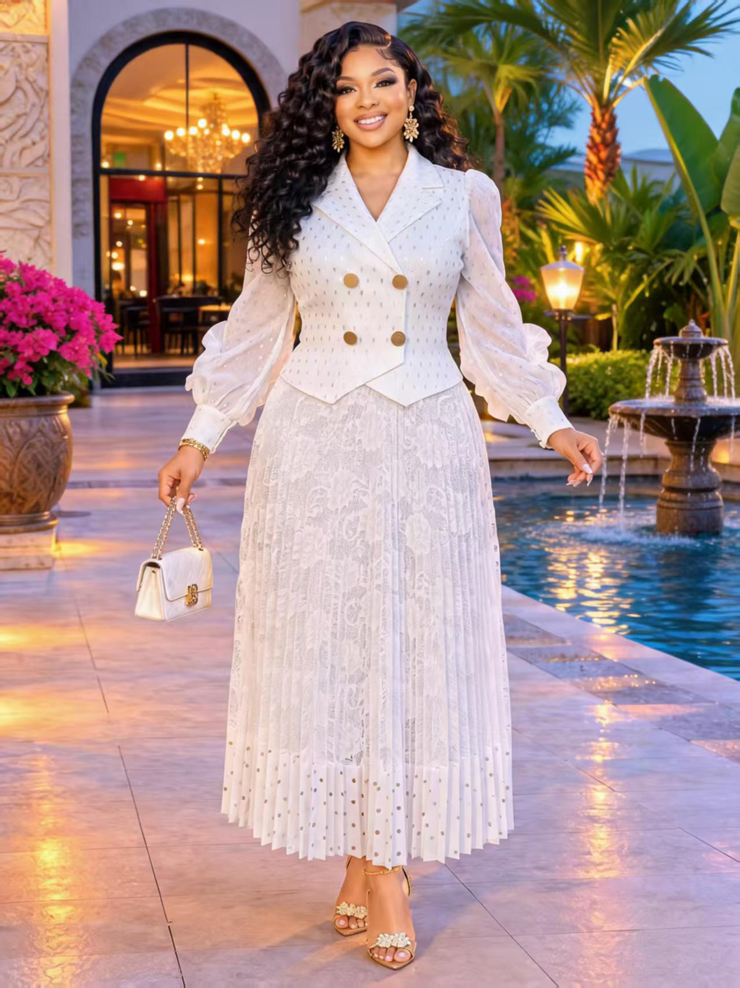 Robes africaines pour femmes, robe de soirée pour mariage, tenue africaine en dentelle plissée Miyake pour dames, robe africaine Dashiki