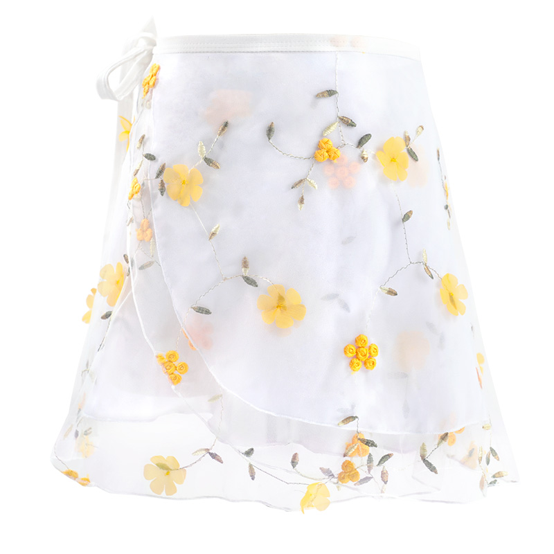 Femmes jupes de Ballet broderie florale Mini Wrap jupes de danse courtes 2 couches adulte grande fille Dancewear Performance Costumes de Ballet
