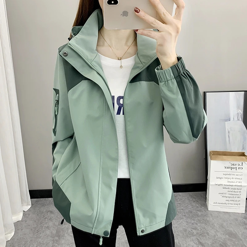 2025 nouveau manteau Joker pour femmes manteau imperméable coupe-vent monocouche veste à manches longues fermeture éclair Sport vestes à capuche vêtements d'extérieur pour femmes
