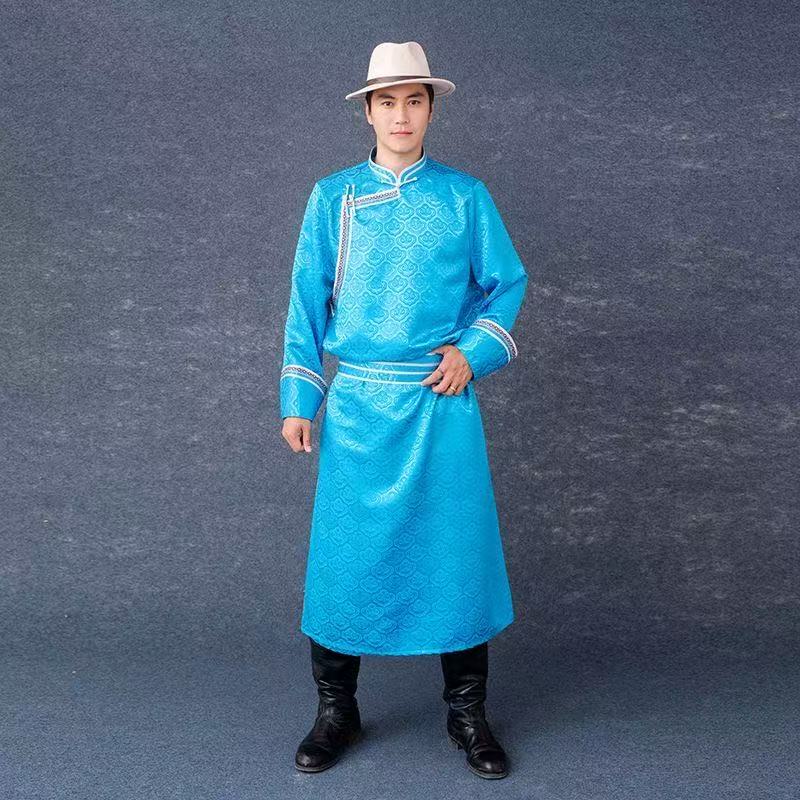Vêtements ethniques mongols pour hommes, Costume d'équitation traditionnel de prairie de mongolie, Costume de Cosplay pour événement d'halloween, Robe longue pour spectacle sur scène