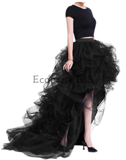 Femmes maille jupe taille haute ceinture élastique haut-bas ourlet Tutu jupe dame Tulle gonflé mariage planification robe jupe vêtements de fête