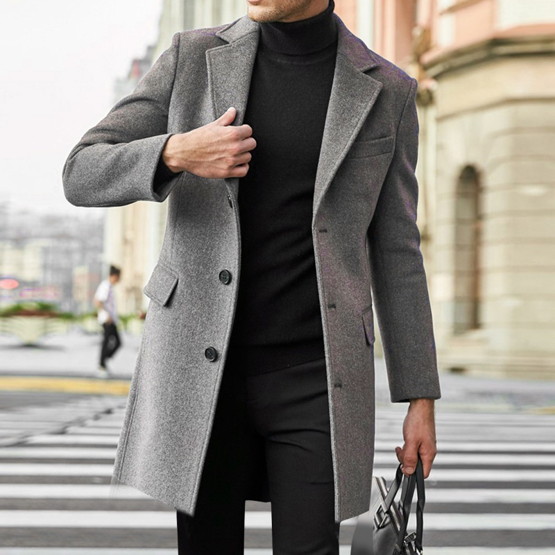 Manteau en laine décontracté pour hommes, Style britannique, manches longues, doublure, automne et hiver