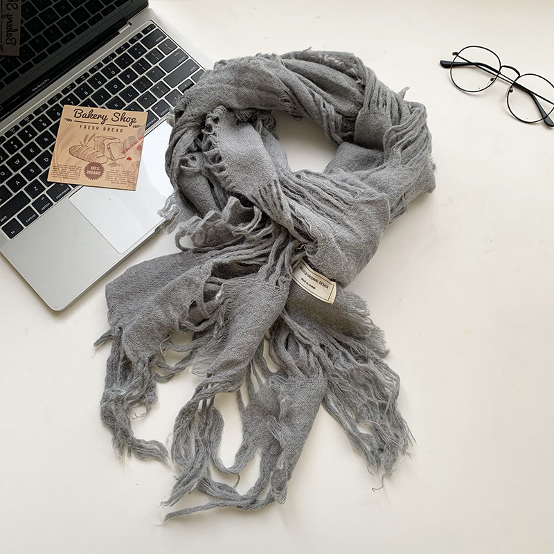 Écharpe Vintage avec pompon déchiré pour hommes et femmes, chauffe-cou rétro, Hip Hop, Punk, Y2k, automne et printemps, 2025