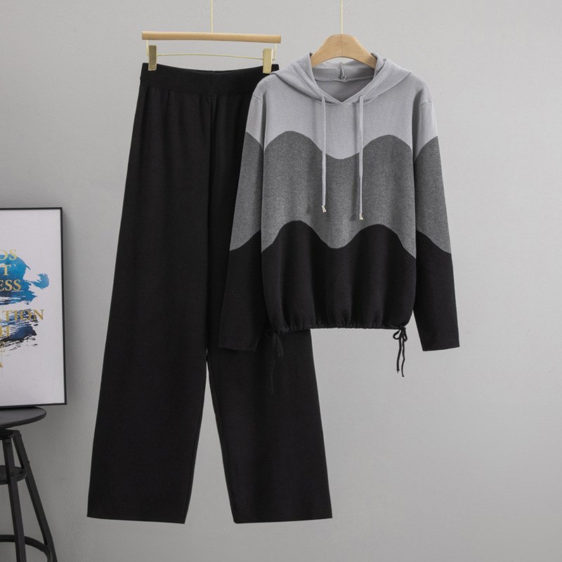Costume en tricot musulman pour femmes, ensemble 2 pièces, pull à capuche, pull tricoté, pantalon à jambes larges, survêtement de Sport, tenues d'automne 2025