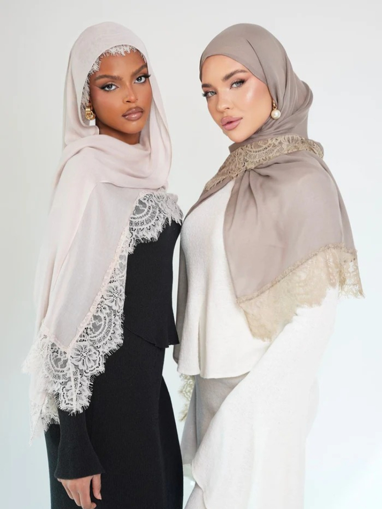 Hijabs en modal à dentelle pour le Ramadan, imprimé à pois double face, pour femmes, foulard de mode musulmane, couvre-chef pour femmes, turban