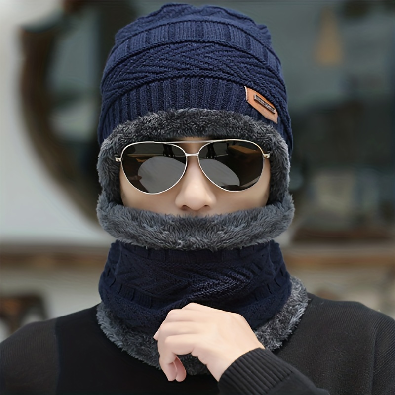 Chapeau et écharpe d'hiver en tissu épais, 2 pièces, coupe-vent, chaud et élégant pour les activités de plein air, idée cadeau parfaite