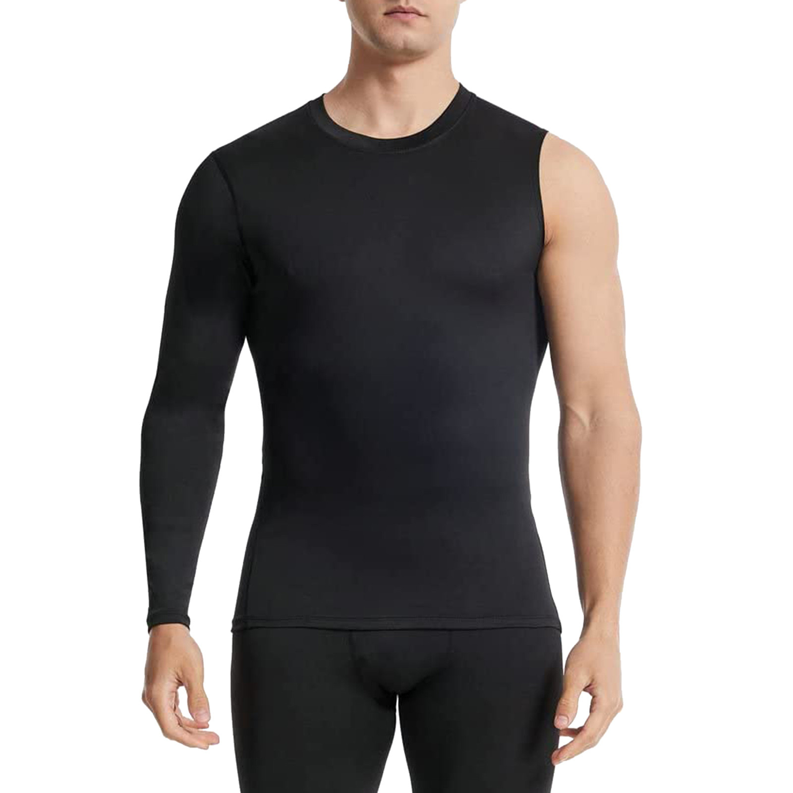 Hommes un bras manches longues T-Shirts Compression basket-ball sport T-Shirts séchage rapide gymnase Fitness survêtement course hauts homme vêtements