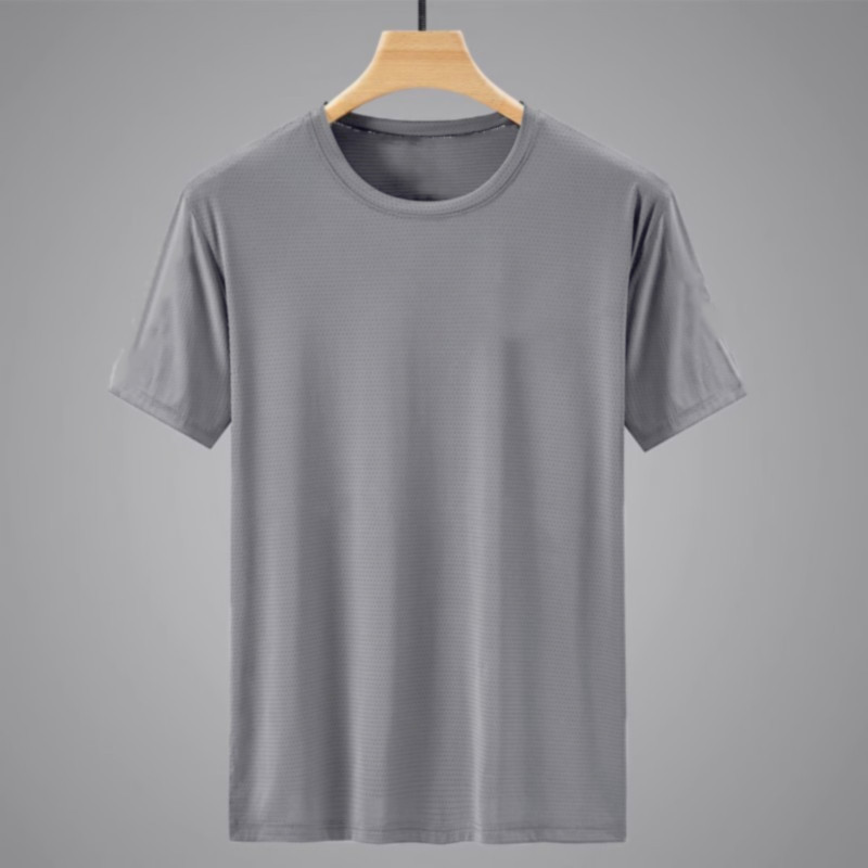 T-shirt de course à manches courtes pour hommes, haut fin en soie glacée, impression réfléchissante, séchage rapide, respirant, Fitness, sport, 5XL