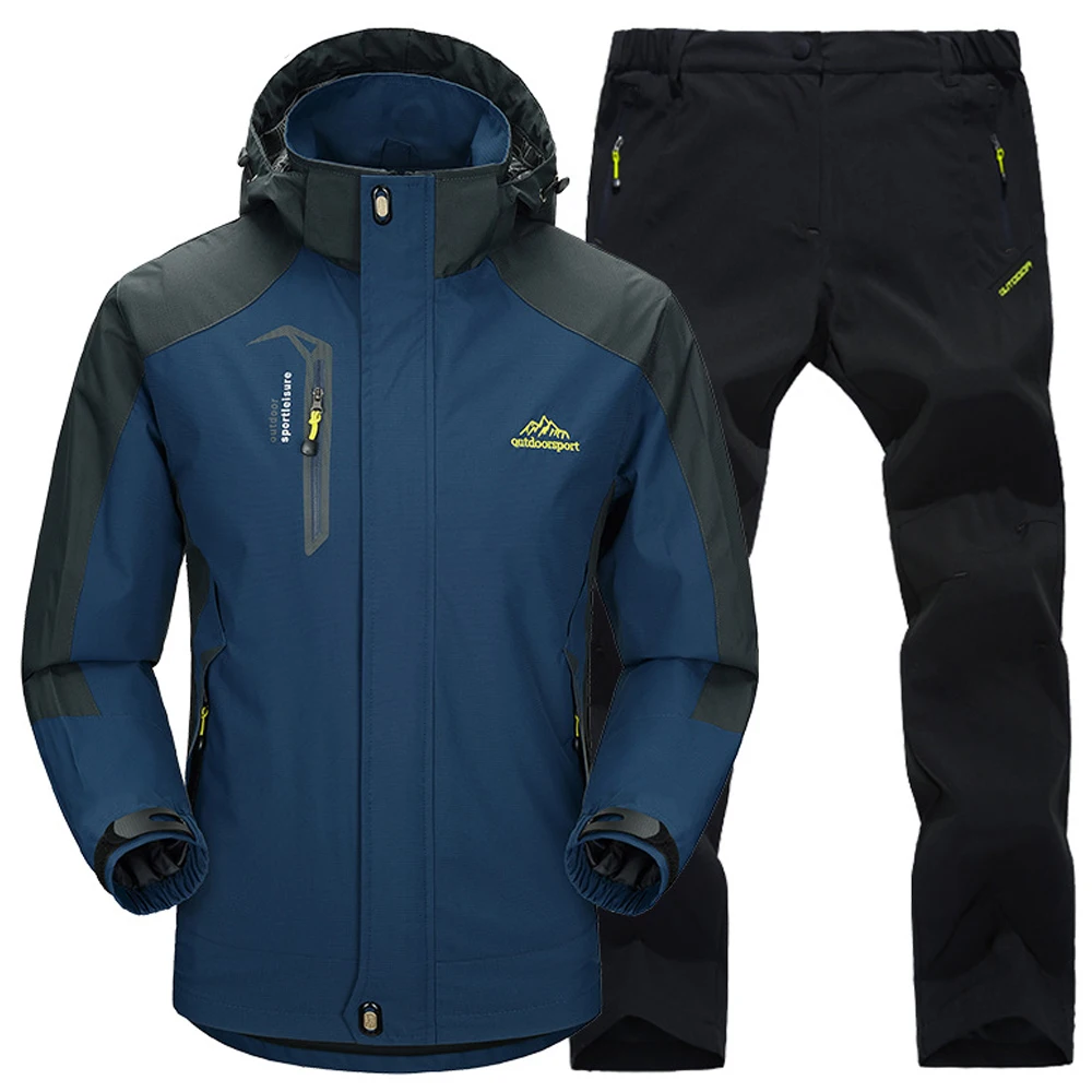 Ensemble de Veste et Pantalon d'Extérieur pour Homme, Thermique, Imperméable, Coupe-Vent, à Capuche, Randonnée, Voyage Militaire, Vêtements de Camping en Montagne