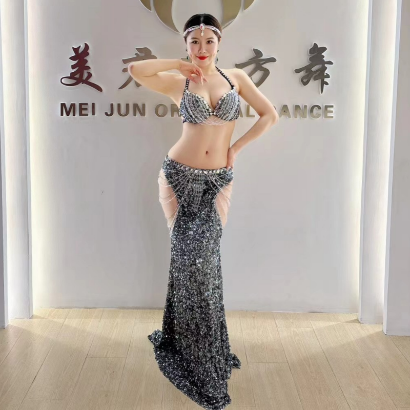 Vêtements Professionnels de brevdu Ventre pour Femme et Enfant, Soutien-Gorge et Jupe Longue, Tenue de 2 Pièces