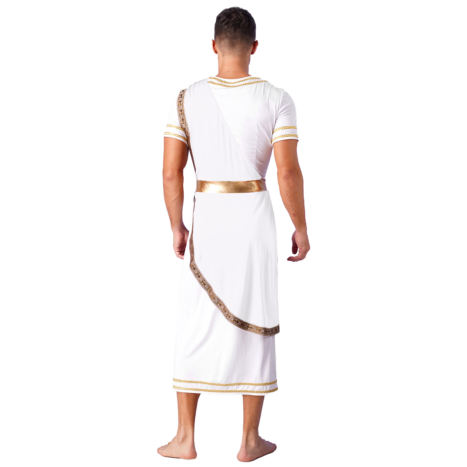Costume de Toge Romaine à Manches Courtes pour Homme, Robe Rétro, oral alier Médiéval, Kokor, ixà Thème d'Halloween, Barrage, Grec des Prairies