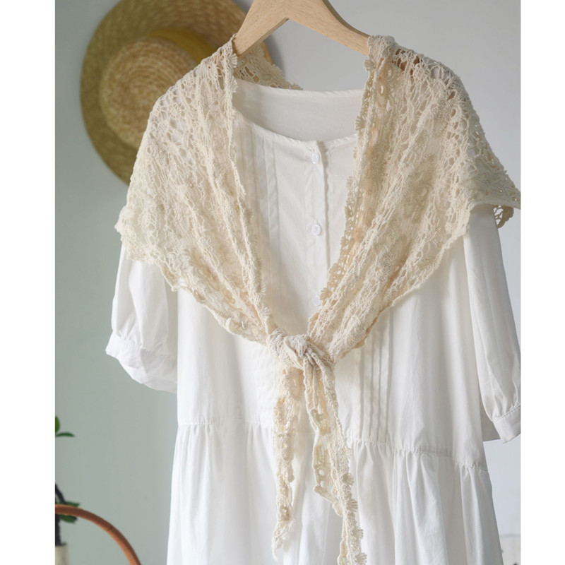 Écharpe Triangle en Coton Fait Main pour Femme, Polyvalente, Couleur Unie, Amissié, Protection du Cou, Châles à Double Usage