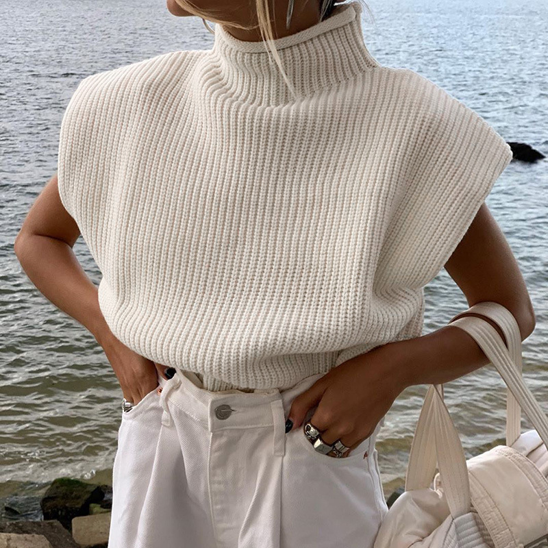 Débardeur tricoté à col roulé pour femmes, doux, chaud, intérieur moelleux, Sexy, Chic, Style coréen, paresseux, confortable, Simple, mode Y2k pour filles, automne hiver