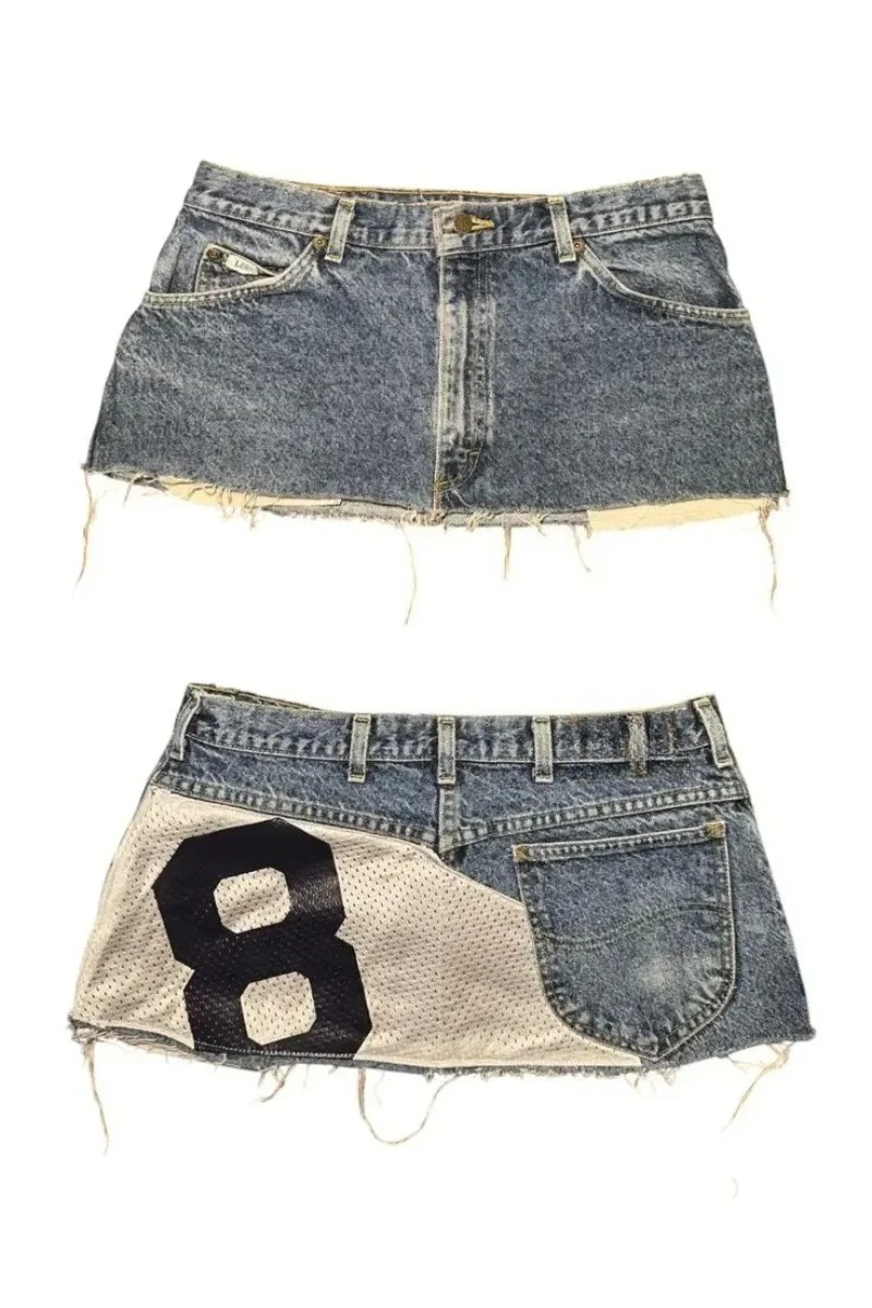 Jupe courte applique imprimé denim goth street hip hop hoparajuku vintage taille haute y2k mini sexy ample décontracté jupe femme