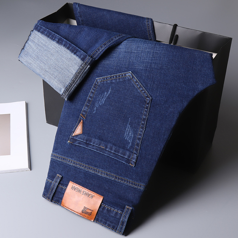 Nouveau 2026 Jean pour Homme, Style Classique Business et Décontracté, Coupe Slim Extensible, Pantalon en Denim de Marque, Noir Bleu Me
