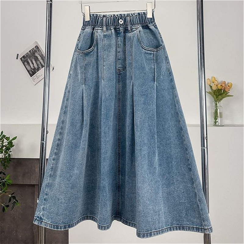 Jupes en jean pour femmes, mi-longues, coupe trapèze, taille élastique, ajustées, boutonnées, élégantes, style Y2K, streetwear, décontractées, pour le travail, été 2026