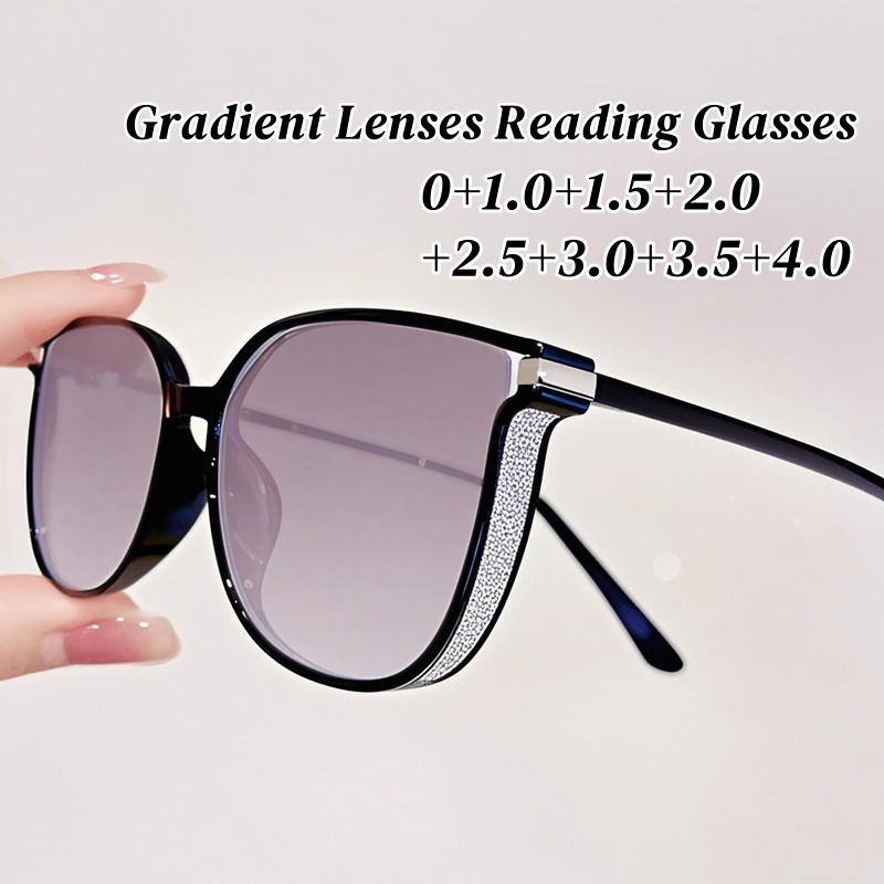 Lunettes de lecture tendance dégradé de couleur pour femmes et hommes, monture brillante de luxe, lunettes de vue lointaine unisexes carrées presbytie 0 à + 4.0