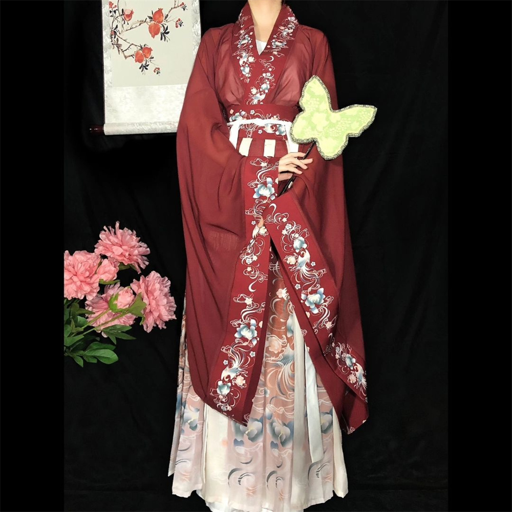 Robe Hanfu chinoise pour femmes, Costume de carnaval Cosplay, tenue de fête, Vintage traditionnel ancien, robe d'été verte et rougeHanfu