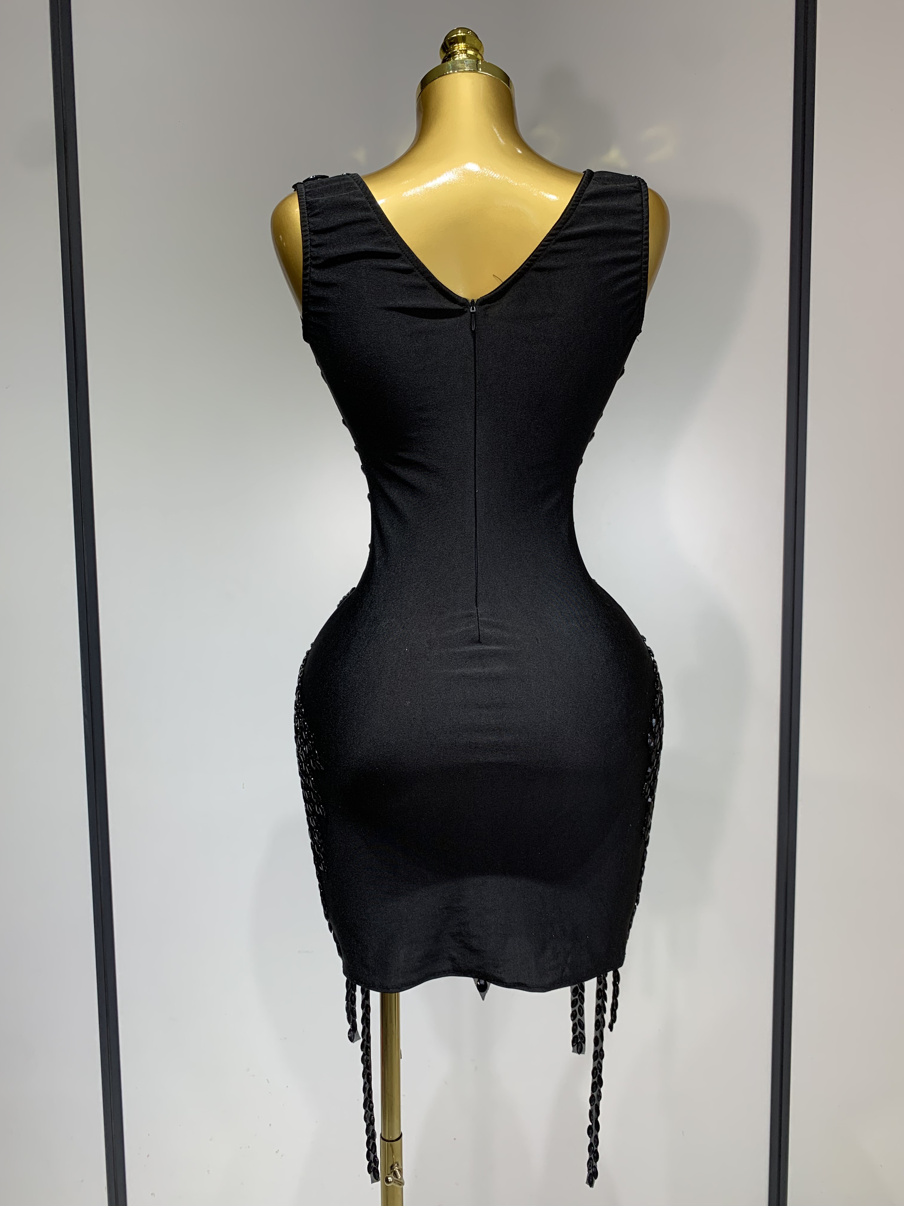 Femmes Sexy scène Performance tenue brillant strass robe moulante anniversaire célébrer soirée discothèque maille robe