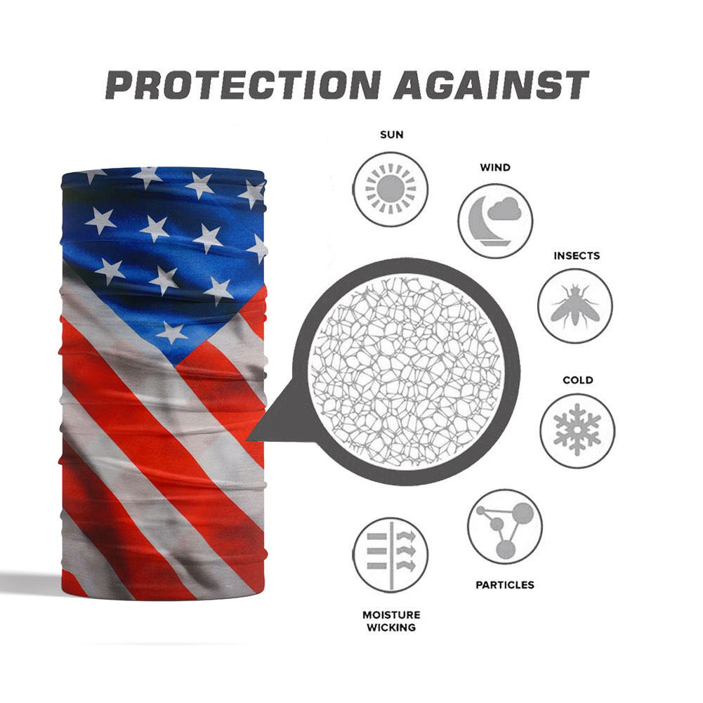 Écharpe de protection solaire à motif drapeau américain, bandeau de randonnée polyvalent, pêche, cyclisme, bouclier facial, équitation américaine, Ski, Bandana