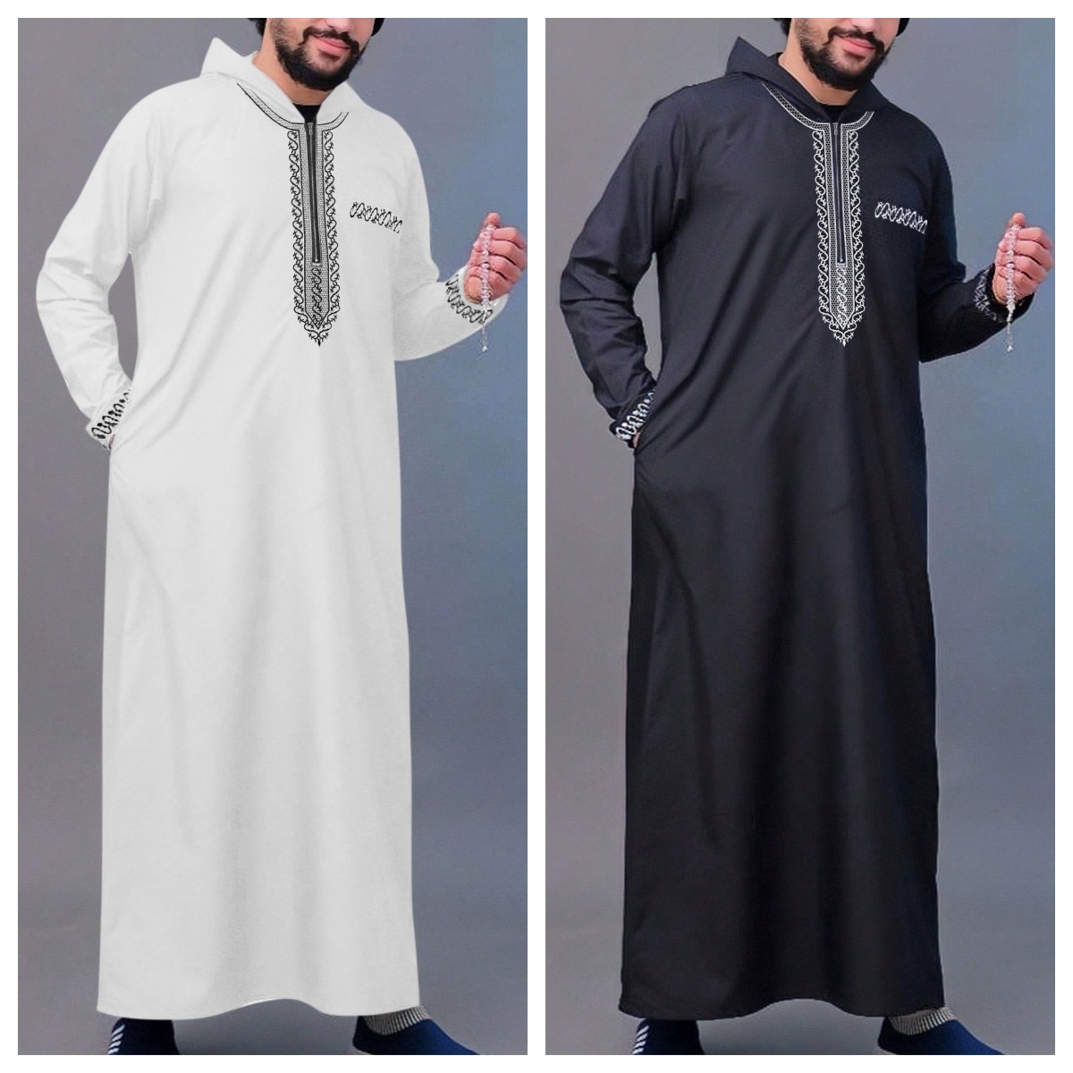 Nouvelle robe ample à capuche pour homme, robe musulmane de luxe brodée à manches longues, robe traditionnelle Juba Sobi pour homme