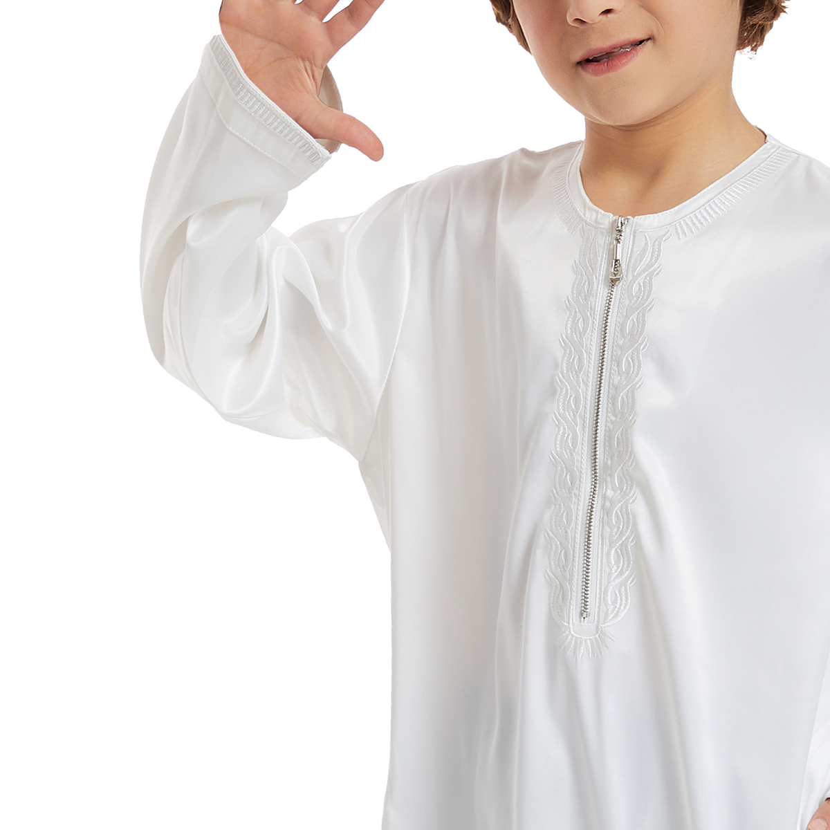 Abaya-Robe longue pour enfants musulmans, pour Ramadan, Jubba, Thobe de prière, pour garçons, caftan islamique, col rond, pour caftan, dubaï, arabe