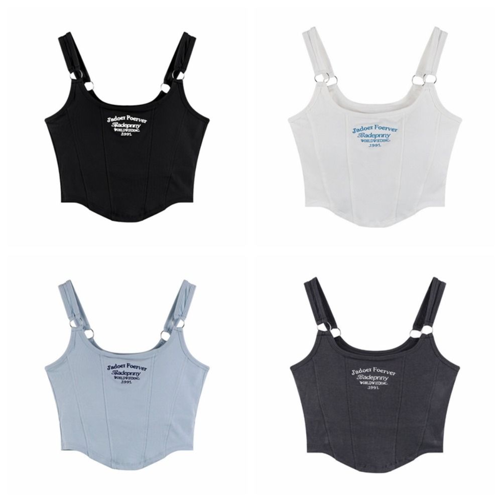 Débardeur court ajusté tendance style 'Spicy Girls' pour femme, avec lettres et coussinets intégrés