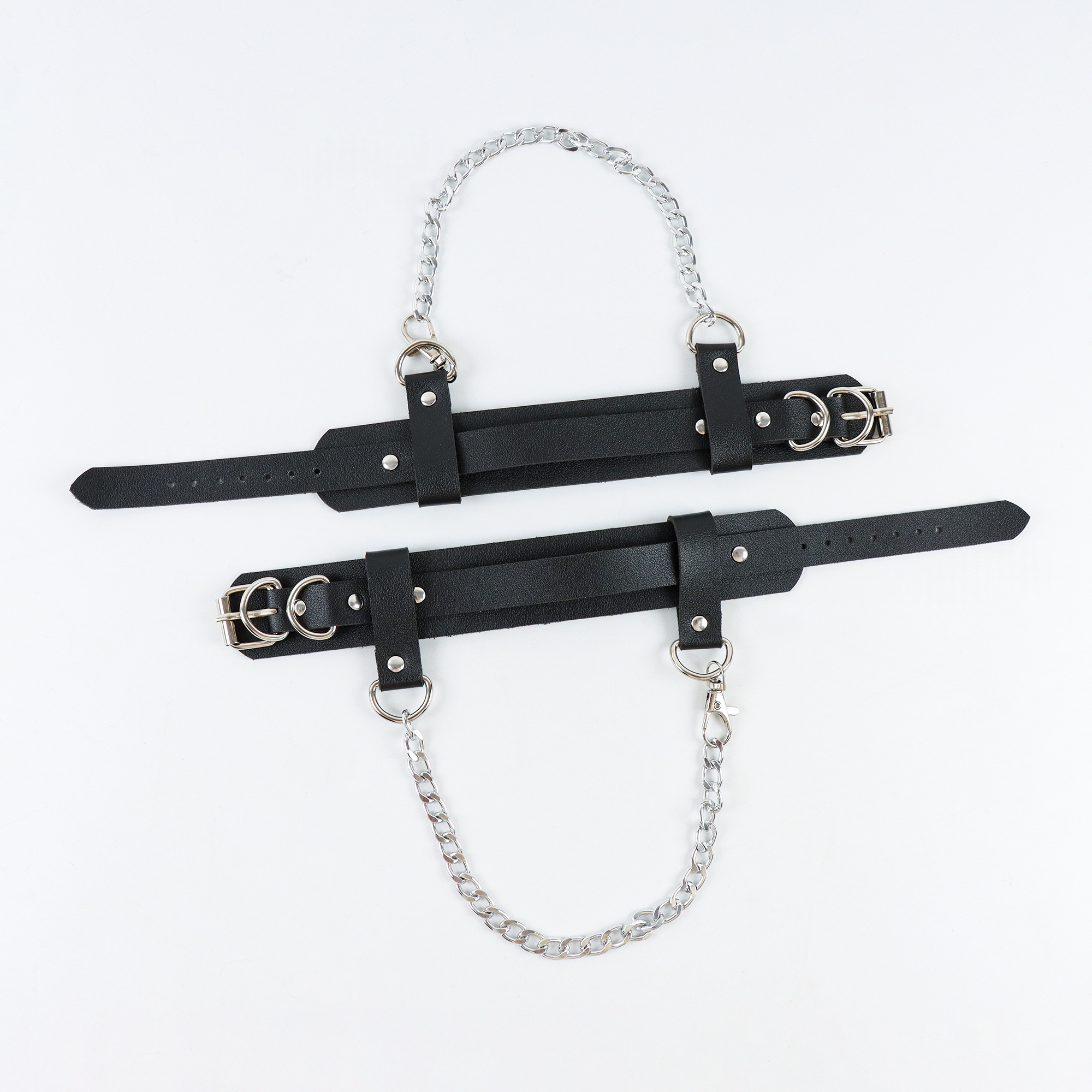 UYEE ceinture de cheville noir ceinture de sécurité de cheville Sexy femmes noir harnais ceinture Faux cuir manchettes chaîne de cheville