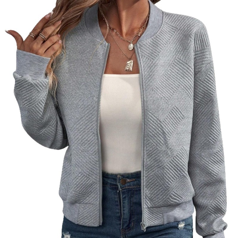 Manteau décontracté pour femme 2026, nouvelle collection automne-hiver, couleur unie, manches lanternes, fermeture éclair, col baseball, vêtements pour femme