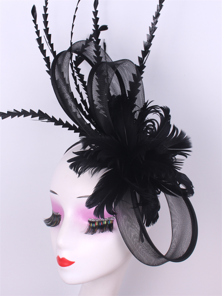 Voiles de mariage, casquette pilulier pour femmes, Vintage, rouge, blanc, noir, chapeau fascinateur, nouvelle mode, couvre-chef de fête, plumes, chapeaux pour Femme