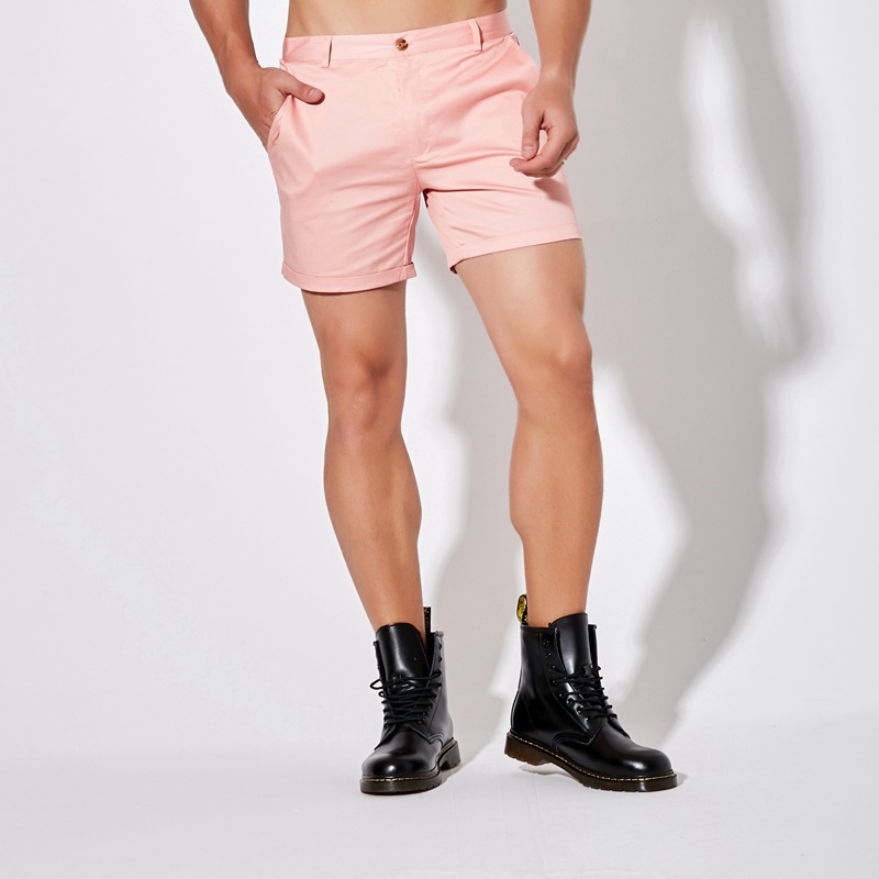 Short kaki décontracté pour hommes, couleur unie, longueur aux genoux, Bermuda, vêtements à la mode, coupe régulière, bas fin, été