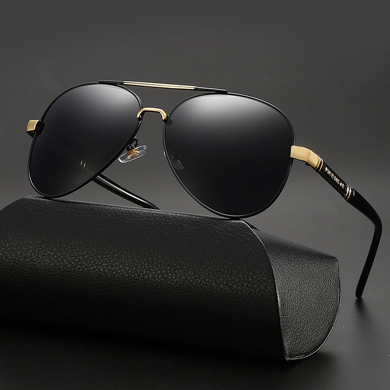 Lunettes de soleil classiques Big Pilot pour hommes et femmes, lunettes de soleil d'aviation en métal noir de luxe, lunettes de soleil de mode masculine pour la conduite, les vacances, protection UV400