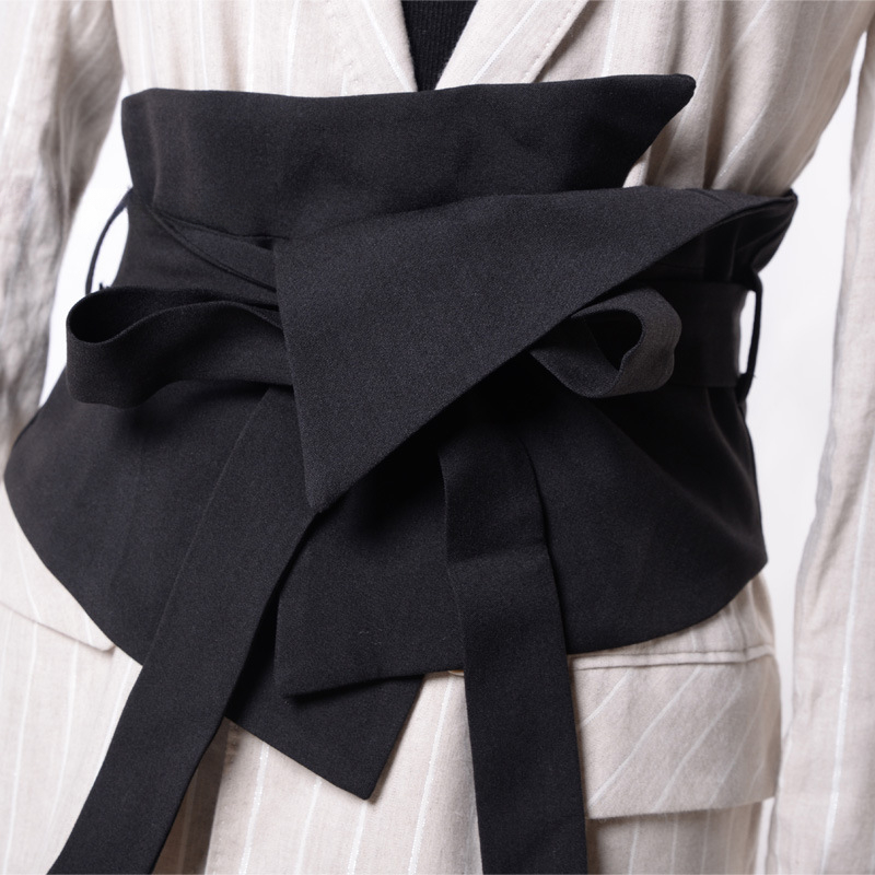Ceinture large en tissu noir pour femmes, ceintures de smoking, ceinture de manteau féminin, corsets, décoration de l'environnement, mode