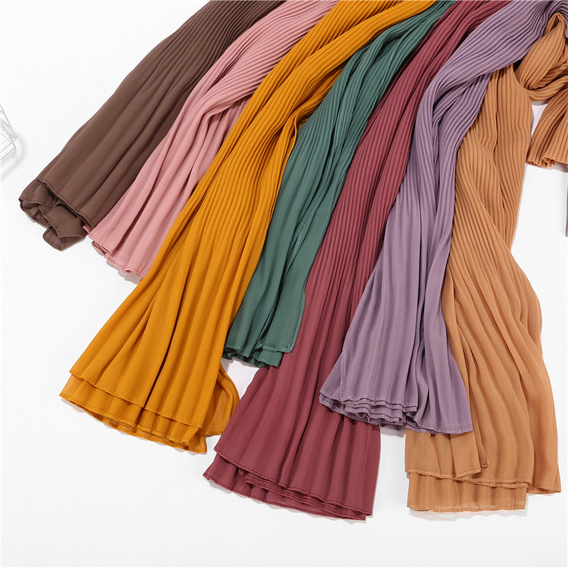 Écharpe plissée en mousseline de soie froissée pour femme, hijab à capuche, châle de haute qualité, bandeau de sauna musulman, turban enveloppant