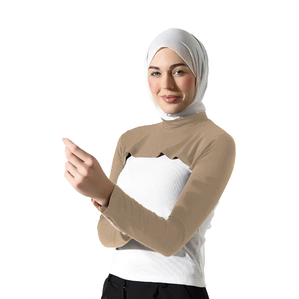 Maillot Modal à manches longues pour femme, Hijab musulman, couverture de bras Long, haussement d'épaules élastique, protection solaire, vêtements islamiques