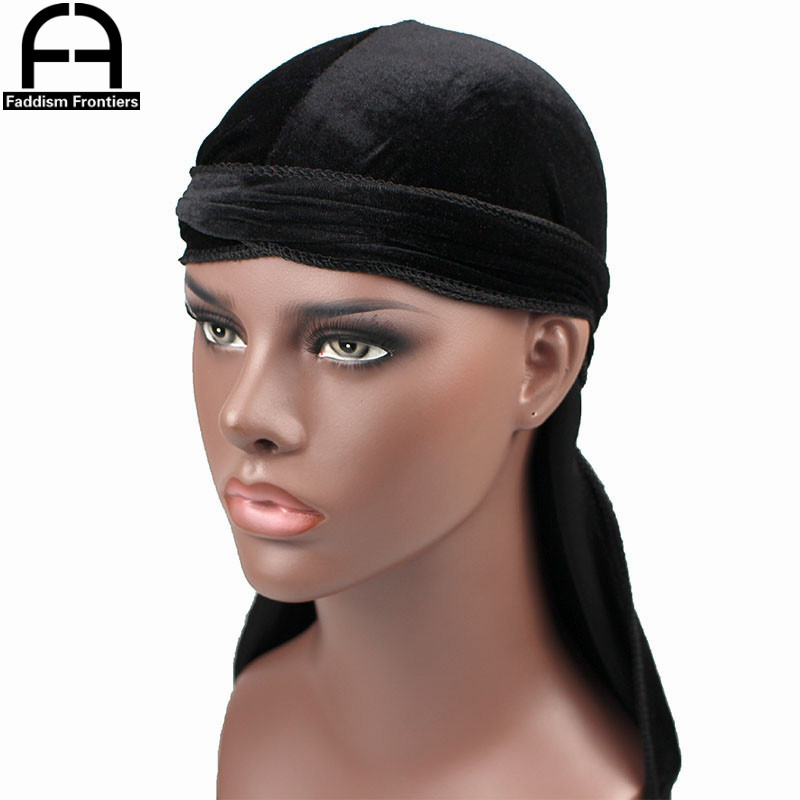 Haute qualité hommes velours Durags Bandana Turban chapeau perruques Doo hommes Durag Biker chapeaux bandeau Pirate chapeau cheveux accessoires